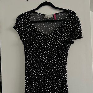 Cute Leota Black and White Polka Dot Midi Dress